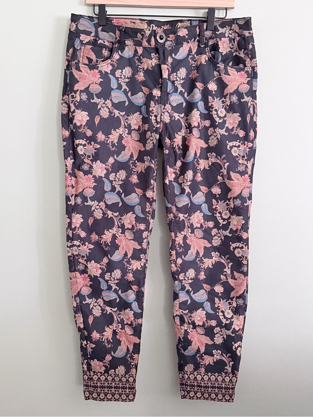 Desigual Exotic Floral Print Skinny Pants Size 46 US 12-14